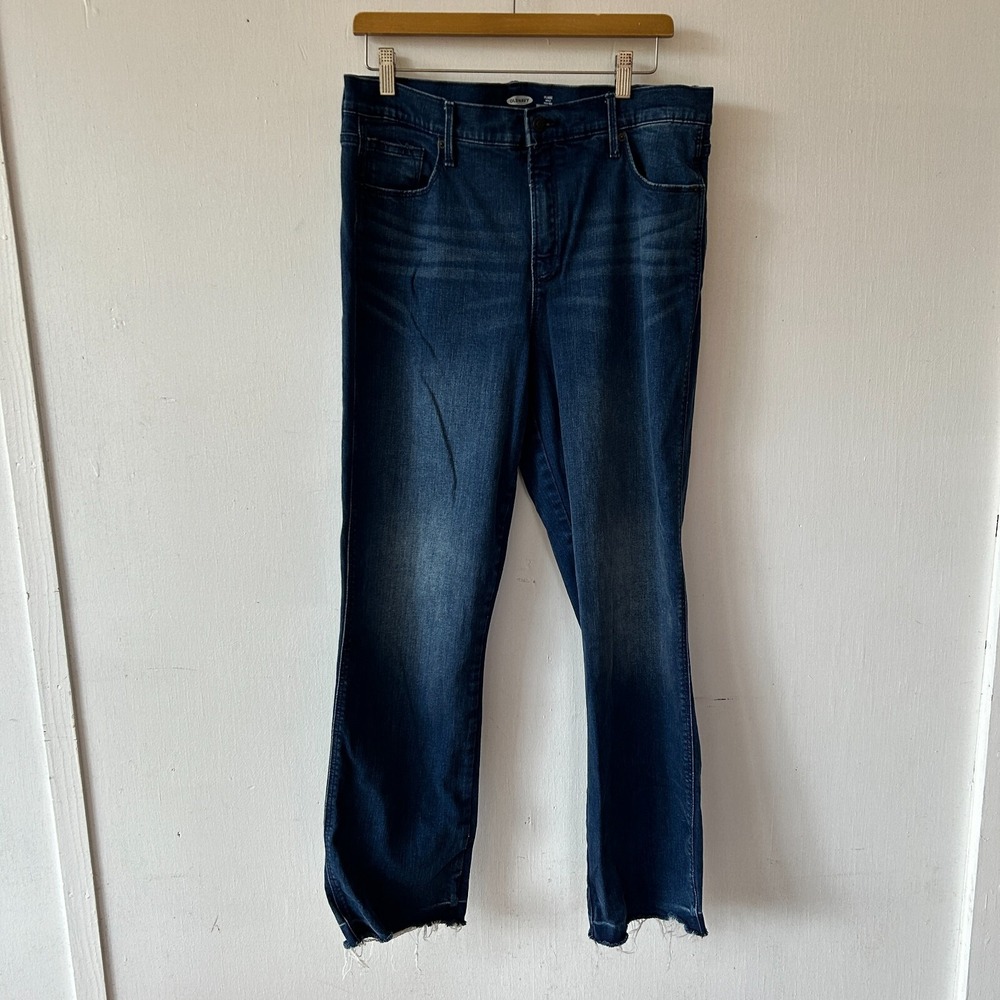 Old Navy Flare Ankle Jeans Womens 12 Tall High Rise Secret Slim Pockets Raw Hem